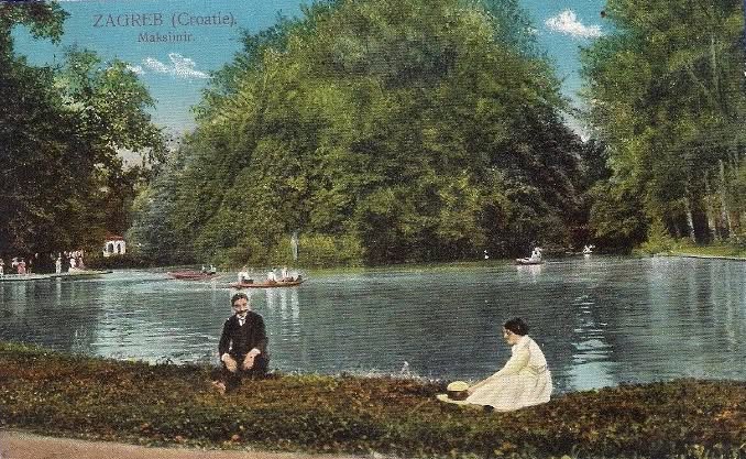 Park Maksimir, jezero, razglednica